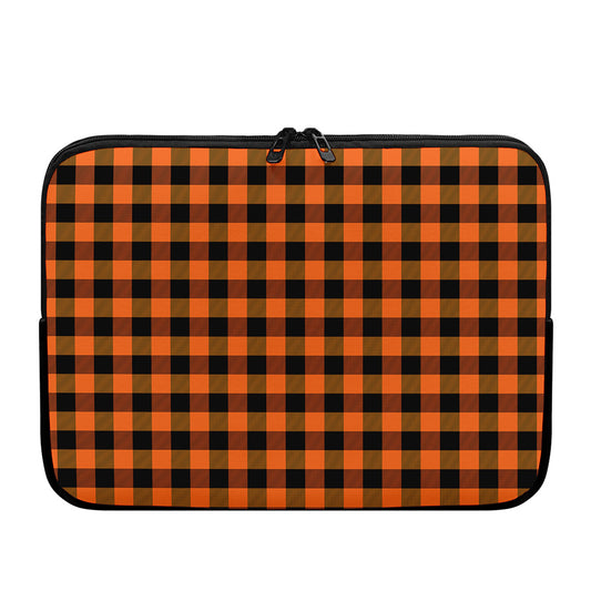 Orange And Black Buffalo Check Print Laptop Sleeve