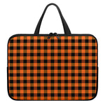Orange And Black Buffalo Check Print Laptop Sleeve With Handle