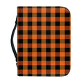 Orange And Black Buffalo Check Print Leather Bible Cover