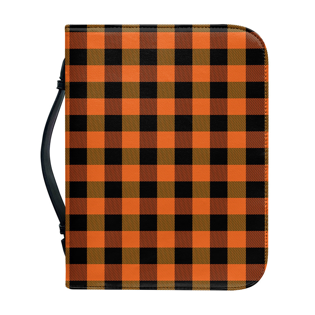Orange And Black Buffalo Check Print Leather Bible Cover