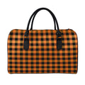Orange And Black Buffalo Check Print Leather Duffel Bag