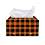 Orange And Black Buffalo Check Print Leather Tissue Box Cover