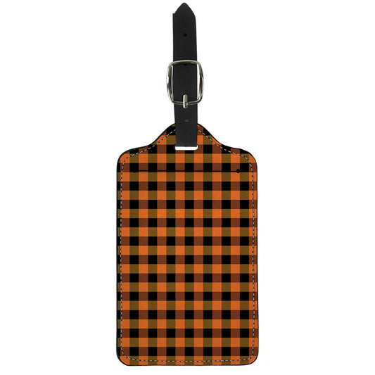 Orange And Black Buffalo Check Print Luggage Tag