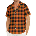 Orange And Black Buffalo Check Print Men's Deep V-Neck Shirt