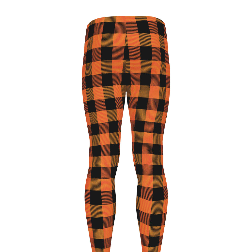 Orange And Black Buffalo Check Print Men's leggings