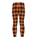 Orange And Black Buffalo Check Print Men's leggings