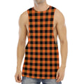 Orange And Black Buffalo Check Print Men's Muscle Tank Top