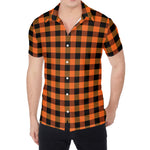 Orange And Black Buffalo Check Print Men's Shirt