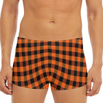 Orange And Black Buffalo Check Print Men's Short Boxer Briefs