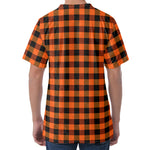 Orange And Black Buffalo Check Print Men's Velvet T-Shirt