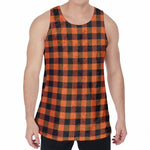 Orange And Black Buffalo Check Print Men's Velvet Tank Top