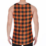 Orange And Black Buffalo Check Print Men's Velvet Tank Top