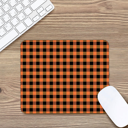 Orange And Black Buffalo Check Print Mouse Pad