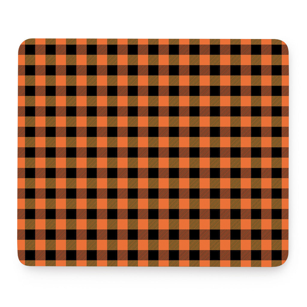 Orange And Black Buffalo Check Print Mouse Pad