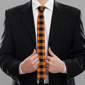 Orange And Black Buffalo Check Print Necktie