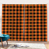 Orange And Black Buffalo Check Print Pencil Pleat Curtains