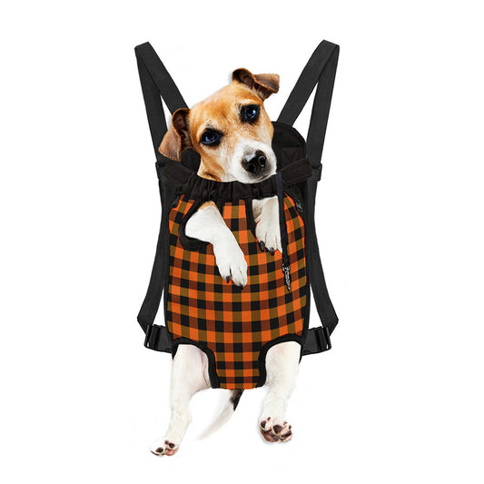 Orange And Black Buffalo Check Print Pet Carrier Backpack