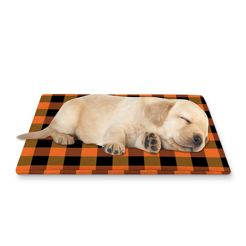Orange And Black Buffalo Check Print Pet Cooling Mat Cover