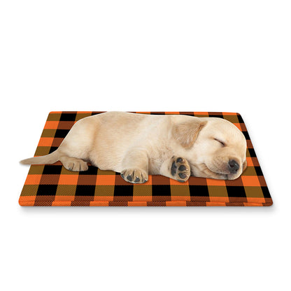 Orange And Black Buffalo Check Print Pet Cooling Mat Cover