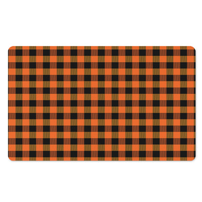 Orange And Black Buffalo Check Print Polyester Doormat
