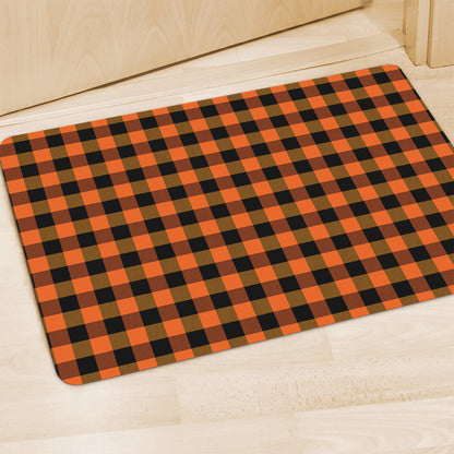 Orange And Black Buffalo Check Print Polyester Doormat