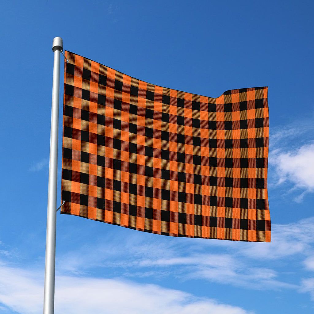 Orange And Black Buffalo Check Print Polyester Flag
