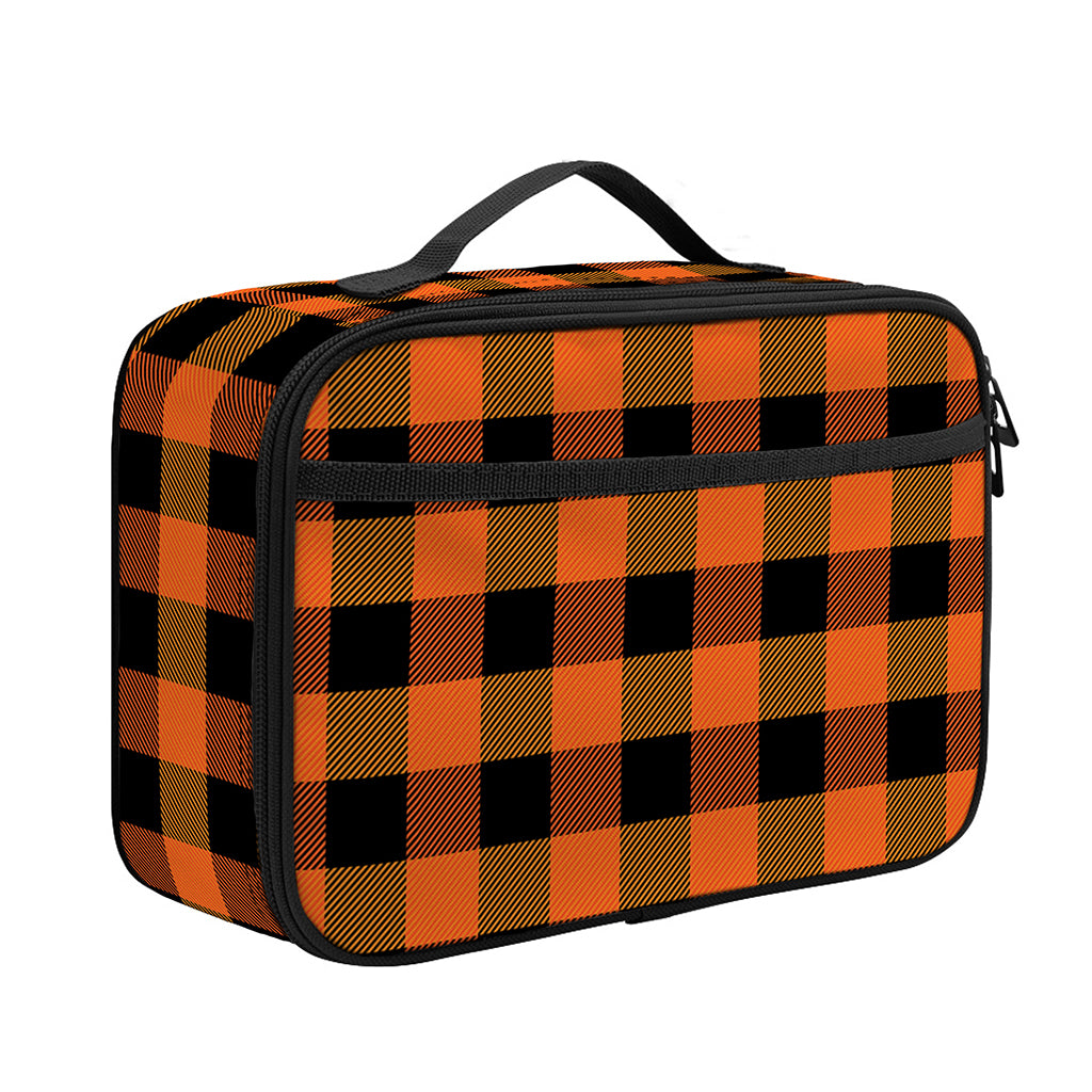 Orange And Black Buffalo Check Print Portable Lunch Bag