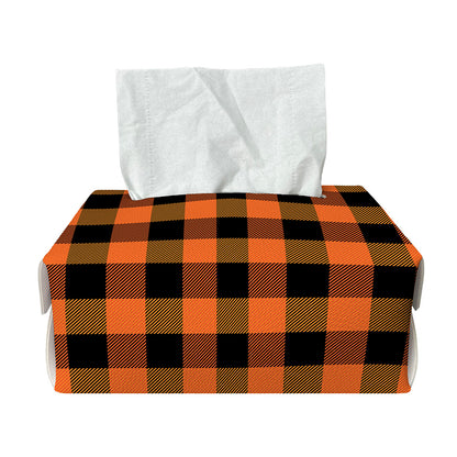 Orange And Black Buffalo Check Print Rectangle Tissue Box Cover