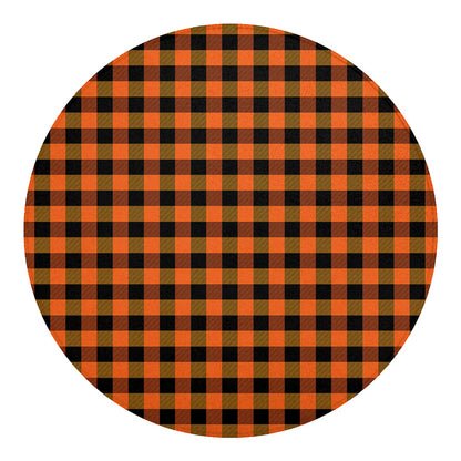 Orange And Black Buffalo Check Print Round Blanket