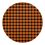 Orange And Black Buffalo Check Print Round Blanket