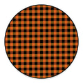 Orange And Black Buffalo Check Print Round Floor Mat