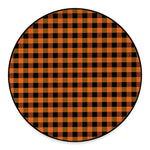 Orange And Black Buffalo Check Print Round Floor Mat