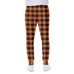 Orange And Black Buffalo Check Print Scuba Joggers