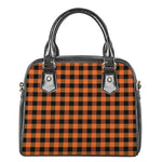 Orange And Black Buffalo Check Print Shoulder Handbag