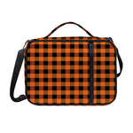 Orange And Black Buffalo Check Print Shoulder Strap Bible Bag