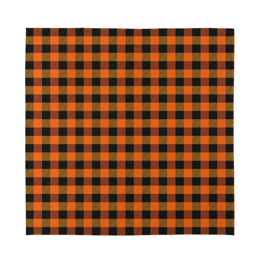 Orange And Black Buffalo Check Print Silk Bandana