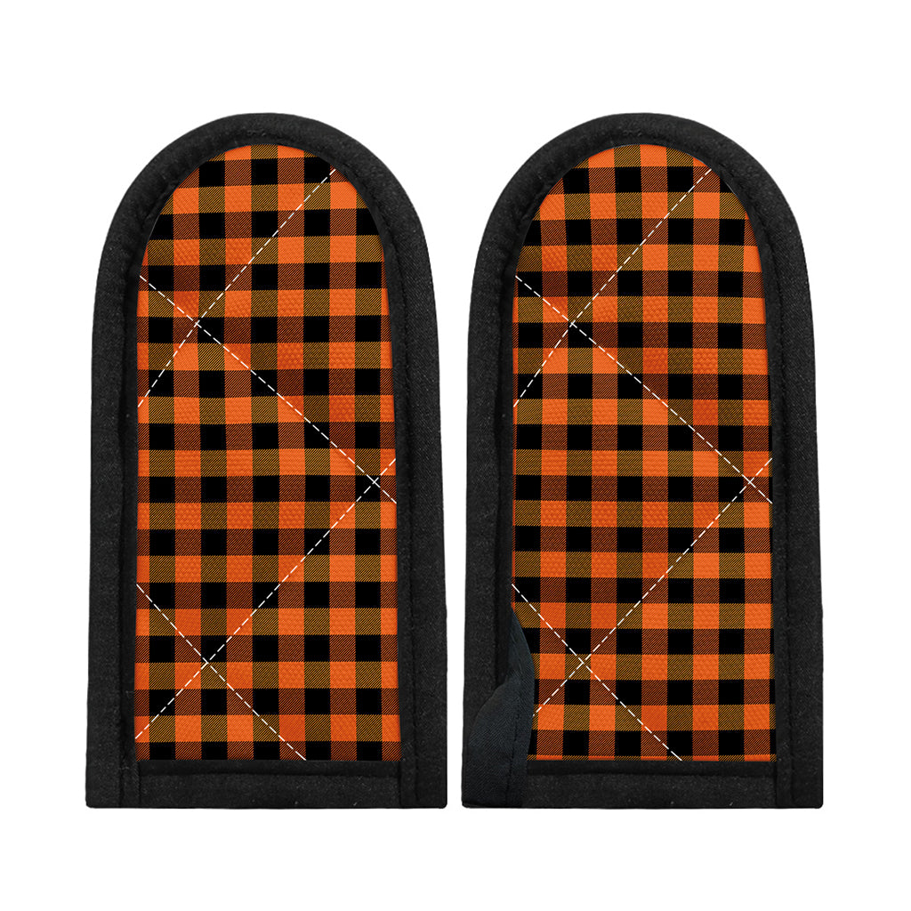 Orange And Black Buffalo Check Print Skillet Handle Cover