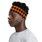 Orange And Black Buffalo Check Print Sports Headband