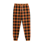 Orange And Black Buffalo Check Print Sweatpants
