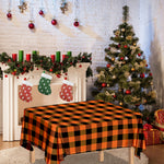 Orange And Black Buffalo Check Print Tablecloth