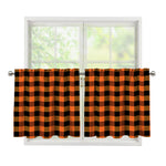 Orange And Black Buffalo Check Print Tier Curtains