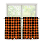 Orange And Black Buffalo Check Print Tier Curtains