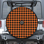 Orange And Black Buffalo Check Print Tire Cover With Camera Hole