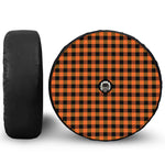 Orange And Black Buffalo Check Print Tire Cover With Camera Hole