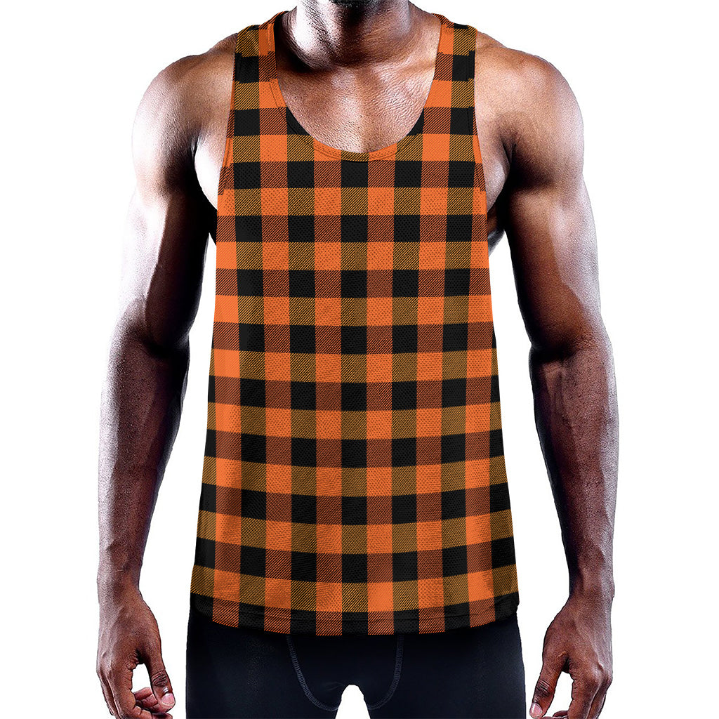 Orange And Black Buffalo Check Print Training Tank Top