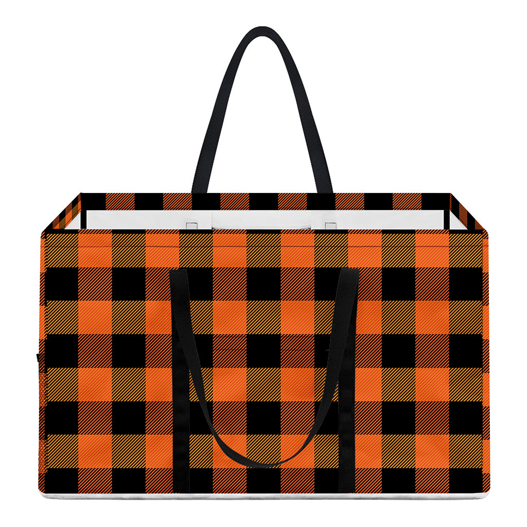Orange And Black Buffalo Check Print Utility Tote Bag