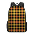 Orange And Black Buffalo Plaid Print 17 Inch Backpack