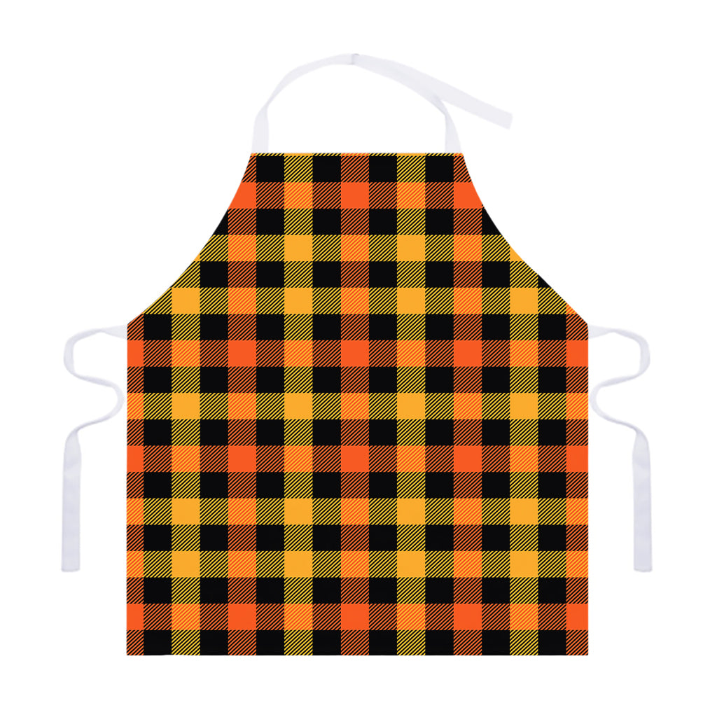 Orange And Black Buffalo Plaid Print Adjustable Apron