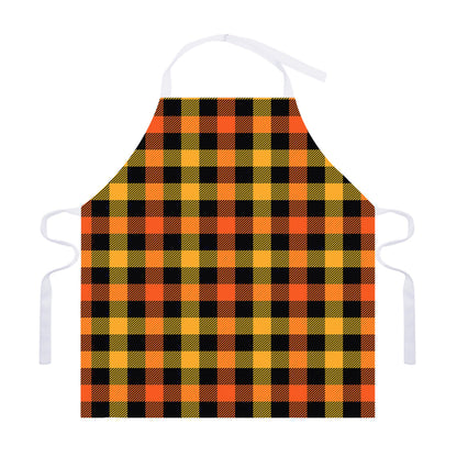 Orange And Black Buffalo Plaid Print Adjustable Apron