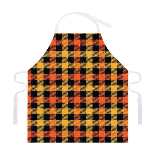 Orange And Black Buffalo Plaid Print Adjustable Apron
